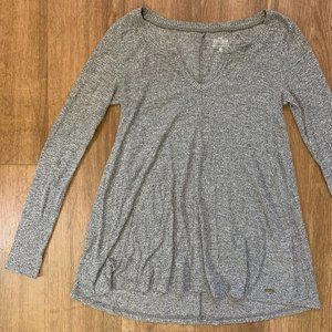 Hollister Gray Longsleeve Top Notch Neckline